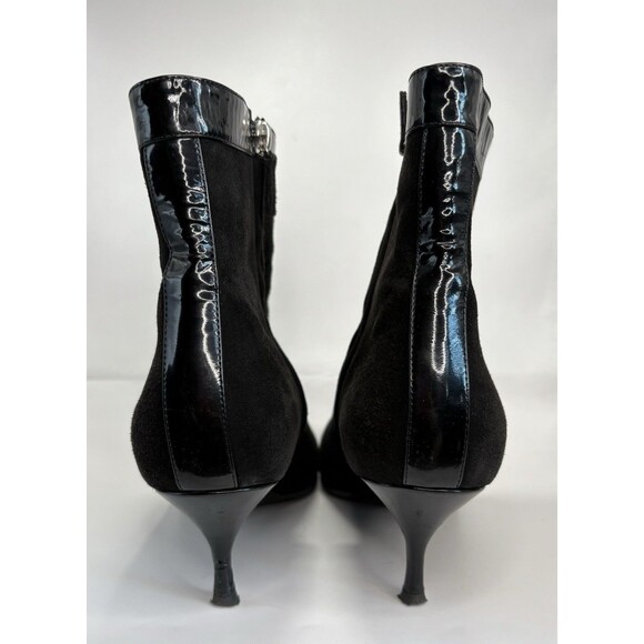 Celine Black Suede Ankle Boots w/ Patent Leather Details Y2K Sz EU 38.5C 8.5 - Picture 4 of 12